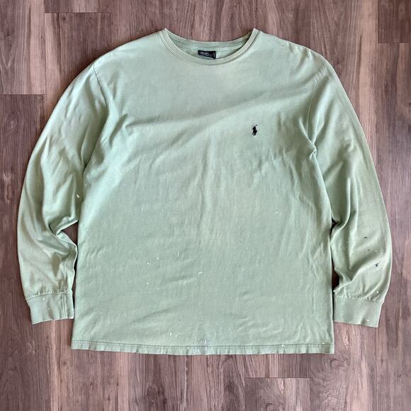Vintage Polo Ralph Lauren T-Shirt Mens Size L Matcha Green Fade Painter WIP Work - Picture 1 of 9